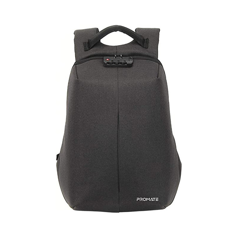 Promate Laptop Backpack With Lock,Lightweight Anti-Theft Business Travel 16 Inch Laptop Bag,Water Resistant, Defender-16 (Black)