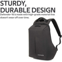 Promate Laptop Backpack With Lock,Lightweight Anti-Theft Business Travel 16 Inch Laptop Bag,Water Resistant, Defender-16 (Black)