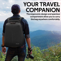 Promate Laptop Backpack With Lock,Lightweight Anti-Theft Business Travel 16 Inch Laptop Bag,Water Resistant, Defender-16 (Black)