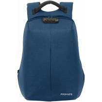 Promate Laptop Backpack With Lock,Lightweight Anti-Theft Business Travel 16 Inch Laptop Bag,Water Resistant, Defender-16 (Blue)