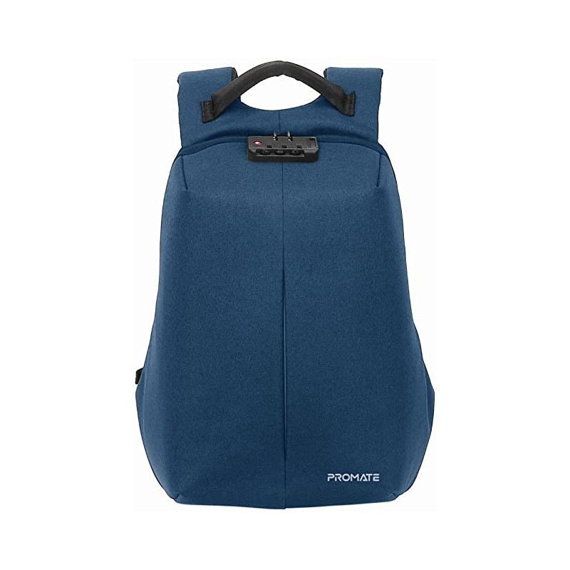 Promate Laptop Backpack With Lock,Lightweight Anti-Theft Business Travel 16 Inch Laptop Bag,Water Resistant, Defender-16 (Blue)