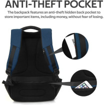 Promate Laptop Backpack With Lock,Lightweight Anti-Theft Business Travel 16 Inch Laptop Bag,Water Resistant, Defender-16 (Blue)