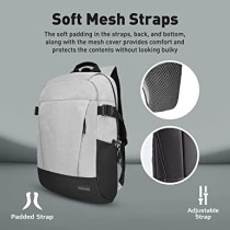 Promate Laptop Backpack, Premium Comfortable 15.6 Inch Laptop Backpack With Secure Zippers, Side Pockets, Padded Straps And Lightweight Design For Macbook Pro, Ipad Air, Dell Xps 13, Birger Grey