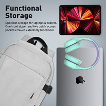 Promate Laptop Backpack, Premium Comfortable 15.6 Inch Laptop Backpack With Secure Zippers, Side Pockets, Padded Straps And Lightweight Design For Macbook Pro, Ipad Air, Dell Xps 13, Birger Grey