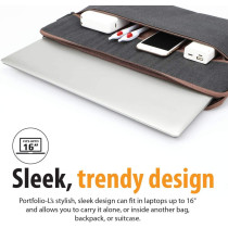 Promate Laptop Sleeve, Lightweight 16 Inch Water-Repellent Protective Fabric Laptop Sleeve, Portfolio-L (Black)