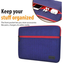 Promate Laptop Sleeve, Lightweight 16 Inch Water-Repellent Protective Fabric Laptop Sleeve, Portfolio-L (Blue)