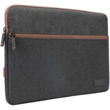 Promate Water-Resistant Laptop Sleeve, Portable Multi-Pocket 11 Inch Fabric Laptop Case Cover With Secure Zip, Portfolio-S (Black)