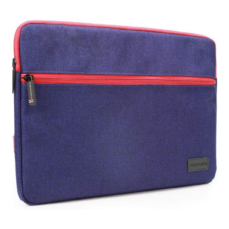 Promate Water-Resistant Laptop Sleeve, Portable Multi-Pocket 11 Inch Fabric Laptop Case Cover With Secure Zip, Portfolio-S (Blue)