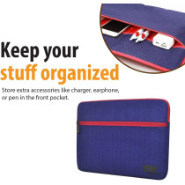 Promate Water-Resistant Laptop Sleeve, Portable Multi-Pocket 11 Inch Fabric Laptop Case Cover With Secure Zip, Portfolio-S (Blue)