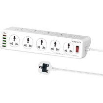 Promate Power Strip With Usb Charging Ports, Universal 10 Ac Outlets Surge Protect Extension With 20W, Powermatrix-3M Uk Plug