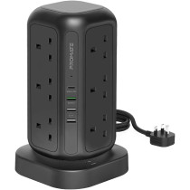 Promate Power Strip With Usb-C, 3250W 12 Ac Outlets Power Extension, 20W Usb-C Power Delivery Port, 18W Qc Port, 5M Cable, Powertower-5