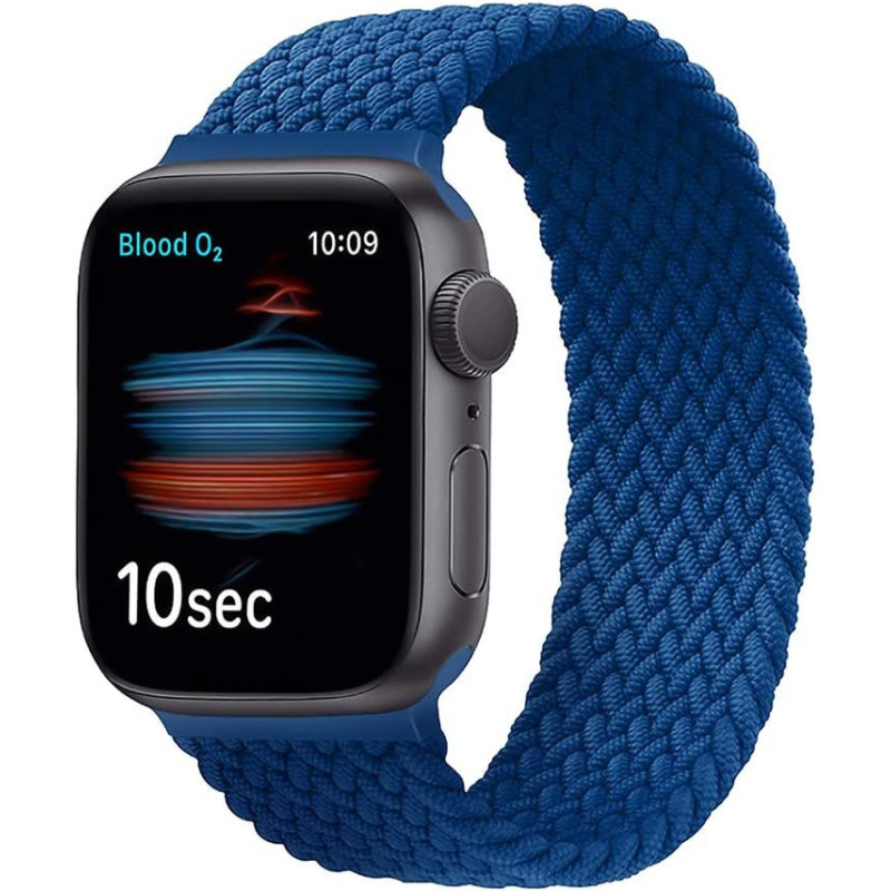 Promate Solo Loop Nylon Braided Strap For Apple Watch With Secure Fit For Apple Watch Series 1,2,3,4,5,6, Se, Blue