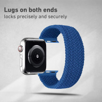 Promate Solo Loop Nylon Braided Strap For Apple Watch With Secure Fit For Apple Watch Series 1,2,3,4,5,6, Se, Blue