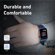 Promate Solo Loop Nylon Braided Strap For Apple Watch With Secure Fit For Apple Watch Series 1,2,3,4,5,6, Se, Blue