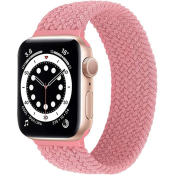 Promate Solo Loop Nylon Braided Strap For Apple Watch With Secure Fit For Apple Watch Series 1,2,3,4,5,6, Se, Pink Punch