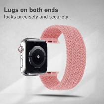 Promate Solo Loop Nylon Braided Strap For Apple Watch With Secure Fit For Apple Watch Series 1,2,3,4,5,6, Se, Pink Punch