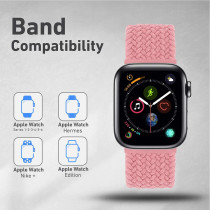 Promate Solo Loop Nylon Braided Strap For Apple Watch With Secure Fit For Apple Watch Series 1,2,3,4,5,6, Se, Pink Punch