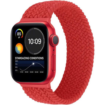 Promate Solo Loop Nylon Braided Strap For Apple Watch With Secure Fit For Apple Watch Series 1,2,3,4,5,6, Se, Red
