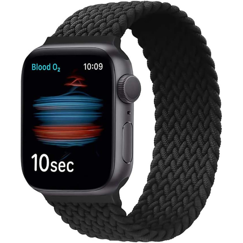 Promate Solo Loop Nylon Braided Strap For Apple Watch With Secure Fit For Apple Watch Series 1,2,3,4,5,6, Se - Charcoal