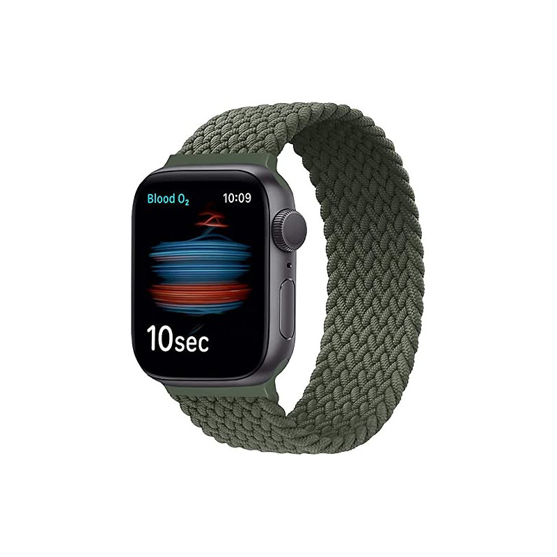 Promate Solo Loop Nylon Braided Strap For Apple Watch With Secure Fit For Apple Watch Series 1,2,3,4,5,6, Se, Inverness Green