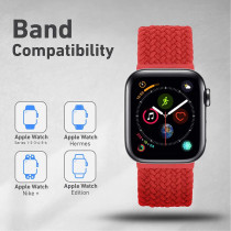 Promate Solo Loop Nylon Braided Strap For Apple Watch With Secure Fit For Apple Watch Series 1,2,3,4,5,6, Se - Red