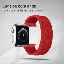 Promate Solo Loop Nylon Braided Strap For Apple Watch With Secure Fit For Apple Watch Series 1,2,3,4,5,6, Se - Red