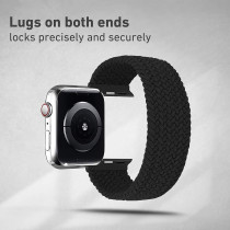 Promate Solo Loop Nylon Braided Strap For Apple Watch With Secure Fit For Apple Watch Series 1,2,3,4,5,6, Se (Charcoal)