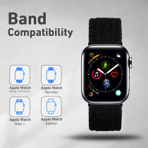 Promate Solo Loop Nylon Braided Strap For Apple Watch With Secure Fit For Apple Watch Series 1,2,3,4,5,6, Se (Charcoal)