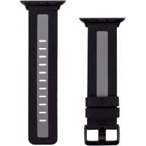 Promate Canvas Watch Band, Slim Dual Toned Soft Fabric Canvas Strap Replacement For Apple Watch 42Mm/44Mm With Reflective Strip And Secure Metal Buckle Lock For Apple Watch Series, Glow-42Ml.Black