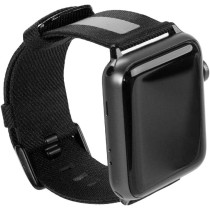Promate Canvas Watch Band, Slim Dual Toned Soft Fabric Canvas Strap Replacement For Apple Watch 42Mm/44Mm With Reflective Strip And Secure Metal Buckle Lock For Apple Watch Series, Glow-42Ml.Black