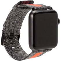 Promate Canvas Watch Band, Slim Dual Toned Soft Fabric Canvas Strap Replacement For Apple Watch 42Mm/44Mm With Reflective Strip And Secure Metal Buckle Lock For Apple Watch Series, Glow-42Ml.Grey