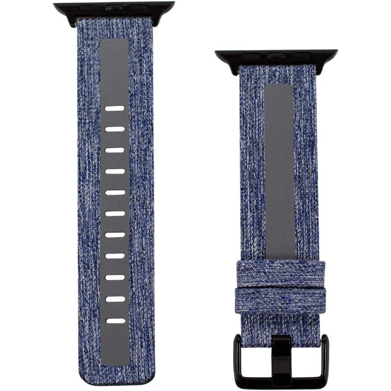 Promate Canvas Watch Band, Slim Dual Toned Soft Fabric Canvas Strap Replacement For Apple Watch 42Mm/44Mm With Reflective Strip And Secure Metal Buckle Lock For Apple Watch Series, Glow-42Ml.Blue
