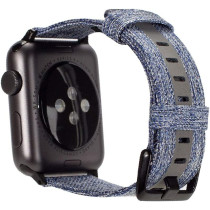 Promate Canvas Watch Band, Slim Dual Toned Soft Fabric Canvas Strap Replacement For Apple Watch 42Mm/44Mm With Reflective Strip And Secure Metal Buckle Lock For Apple Watch Series, Glow-42Ml.Blue