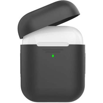 Promate Apple Airpods Case,Ultra-Lightweight Protective 360 Degree Silicone Cover For Apple Airpods & Airpods 2, Aircase (Black)