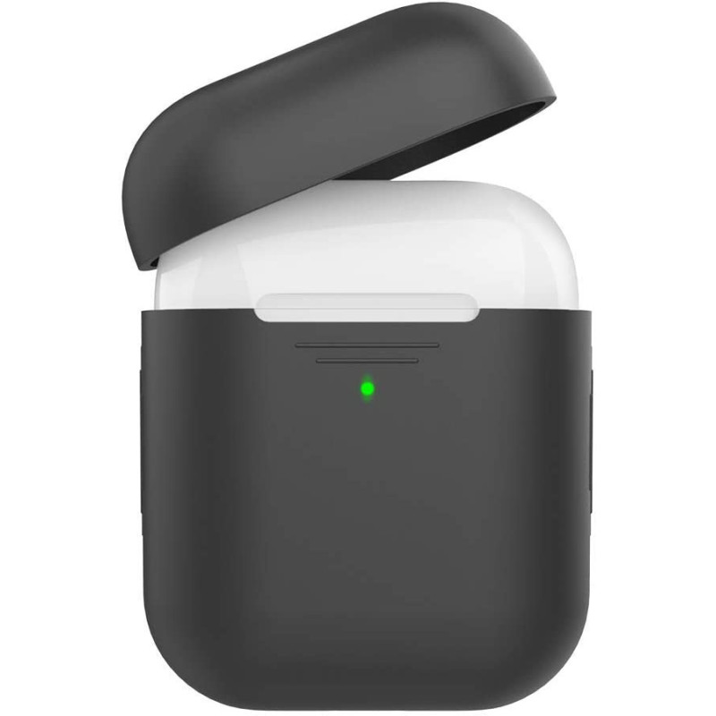 Promate Apple Airpods Case,Ultra-Lightweight Protective 360 Degree Silicone Cover For Apple Airpods & Airpods 2, Aircase (Black)