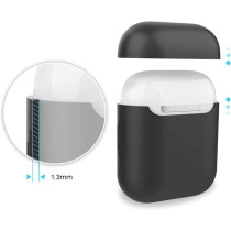 Promate Apple Airpods Case,Ultra-Lightweight Protective 360 Degree Silicone Cover For Apple Airpods & Airpods 2, Aircase (Black)