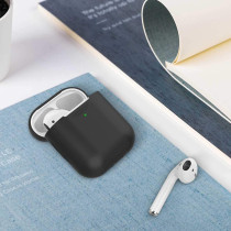 Promate Apple Airpods Case,Ultra-Lightweight Protective 360 Degree Silicone Cover For Apple Airpods & Airpods 2, Aircase (Black)