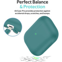 Promate Airpods Pro Case Cover,Slim-Fit Soft Silicone Full Protective Shockproof Cover For Apple Airpods Pro,Aircase-Pro (Green)