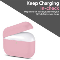 Promate Airpods Pro Case Cover,Slim-Fit Soft Silicone Full Protective Shockproof Cover For Apple Airpods Pro,Aircase-Pro (Pink)