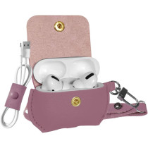 Promate Airpods Pro Case, Fashion Protective Faux Leather, Wireless Charging Cover,Cable Organizer For Apple Airpods Pro, Fay Purple