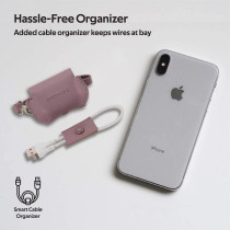 Promate Airpods Pro Case, Fashion Protective Faux Leather, Wireless Charging Cover,Cable Organizer For Apple Airpods Pro, Fay Purple