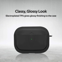 Promate Airpods Pro Case, Lightweight Impact-Resistant Electroplated Tpu Slim-Fit Protective Cover, Glowy-Pro Black