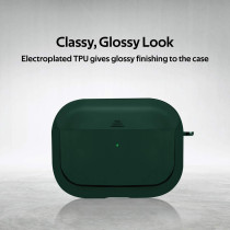 Promate Airpods Pro Case, Lightweight Impact-Resistant Electroplated Tpu Slim-Fit Protective Cover, Glowy-Pro Midnight Green