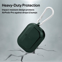 Promate Airpods Pro Case, Lightweight Impact-Resistant Electroplated Tpu Slim-Fit Protective Cover, Glowy-Pro Midnight Green