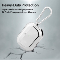 Promate Airpods Pro Case, Lightweight Impact-Resistant Electroplated Tpu Slim-Fit Protective Cover, Glowy-Pro Silver