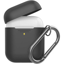 Promate Silicone Airpods Case, Ultra-Slim Shockproof Protective Wireless Charging Compatible Case Cover, Gripcase Black