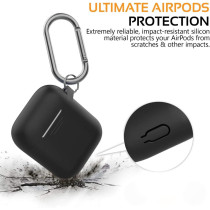 Promate Silicone Airpods Case, Ultra-Slim Shockproof Protective Wireless Charging Compatible Case Cover, Gripcase Black