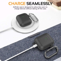 Promate Silicone Airpods Case, Ultra-Slim Shockproof Protective Wireless Charging Compatible Case Cover, Gripcase Black