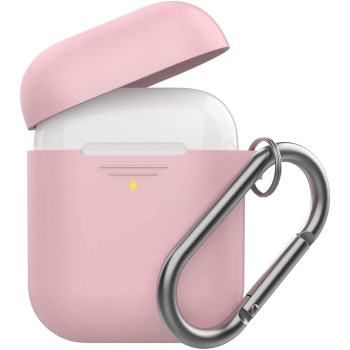 Promate Silicone Airpods Case, Ultra-Slim Shockproof Protective Wireless Charging Compatible Case Cover, Gripcase Pink