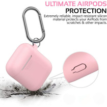Promate Silicone Airpods Case, Ultra-Slim Shockproof Protective Wireless Charging Compatible Case Cover, Gripcase Pink